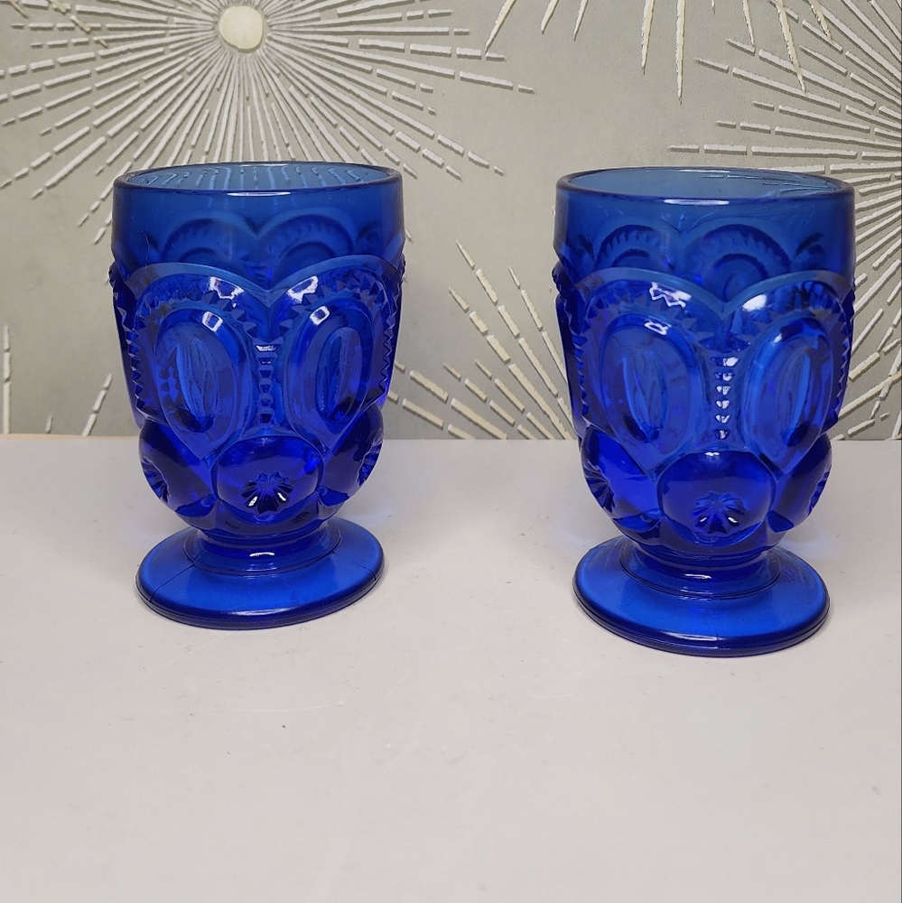 Colbalt Blue Weishar Moon and Star juice glasses